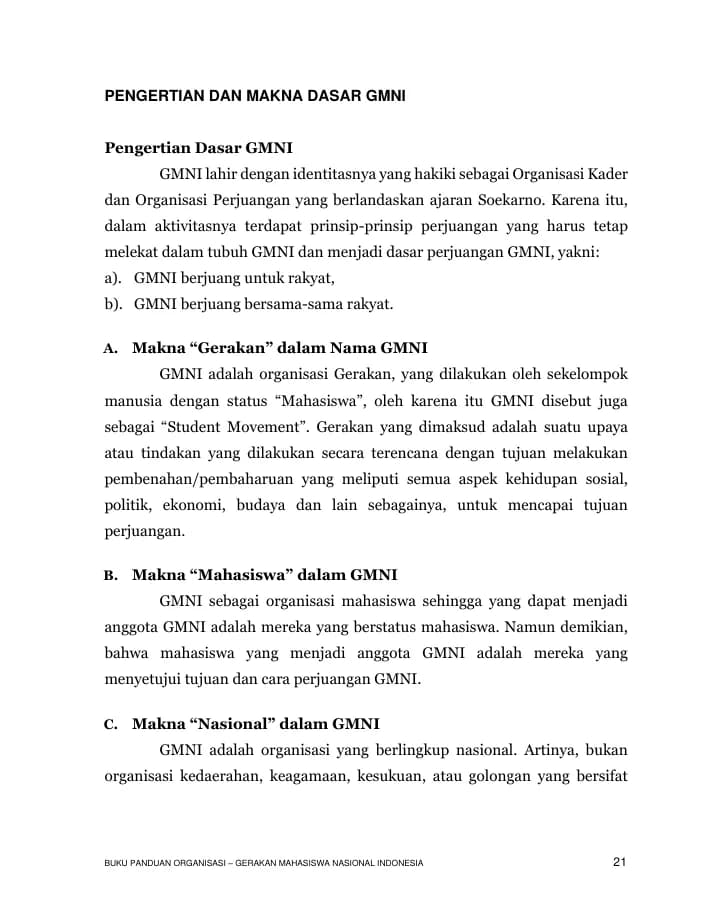 Halaman pertama Pengertian dan Makna Dasar GMNI