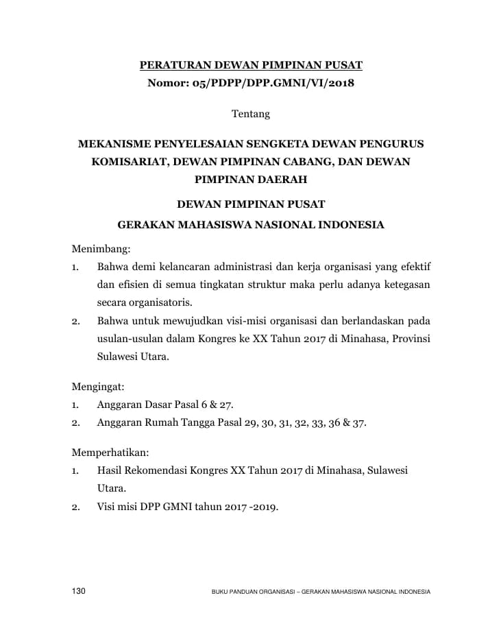 Halaman pertama PDPP Nomor 05 Tahun 2018 – Mekanisme Penyelesaian Sengketa