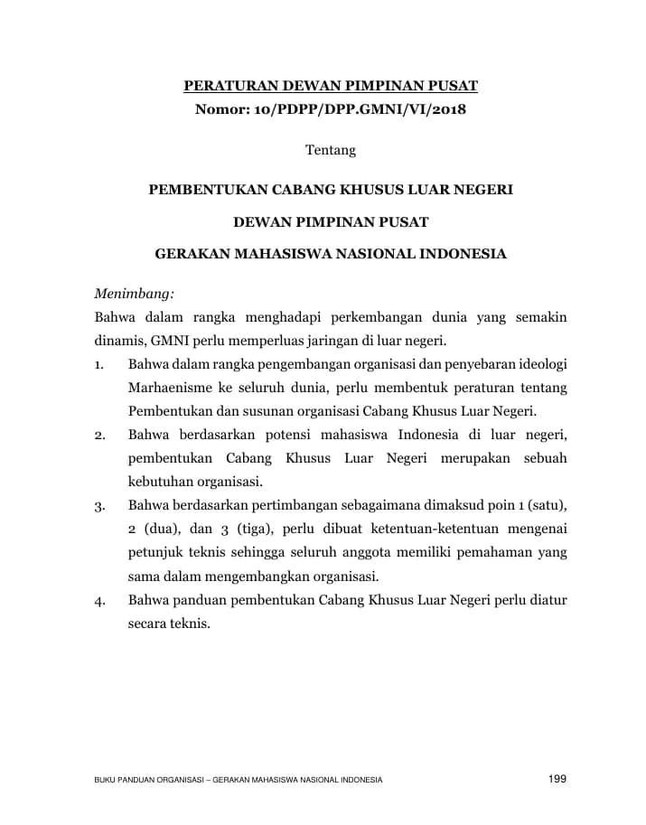 Halaman pertama PDPP Nomor 10 Tahun 2018 – Pembentukan Cabang Khusus Luar Negeri