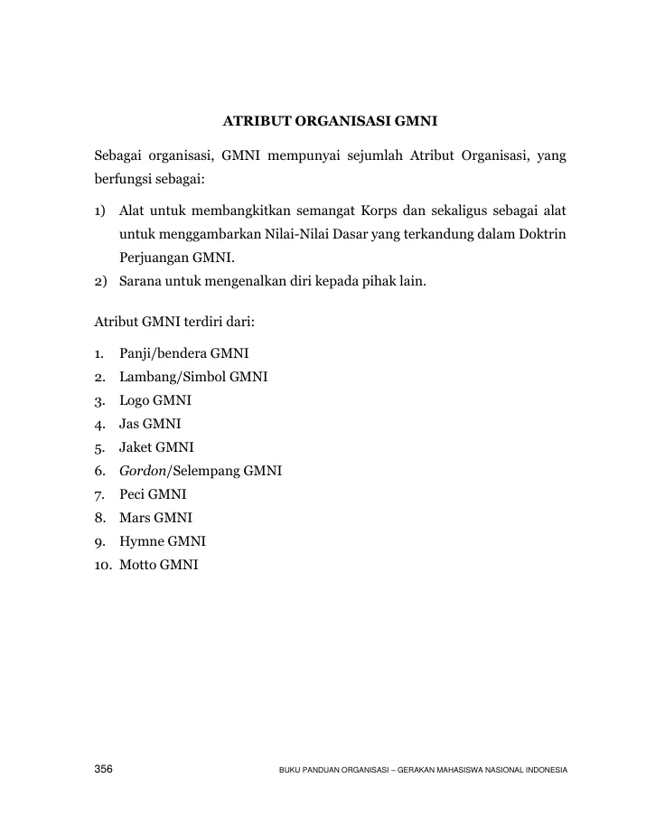 Halaman pertama Lampiran: Atribut Organisasi GMNI