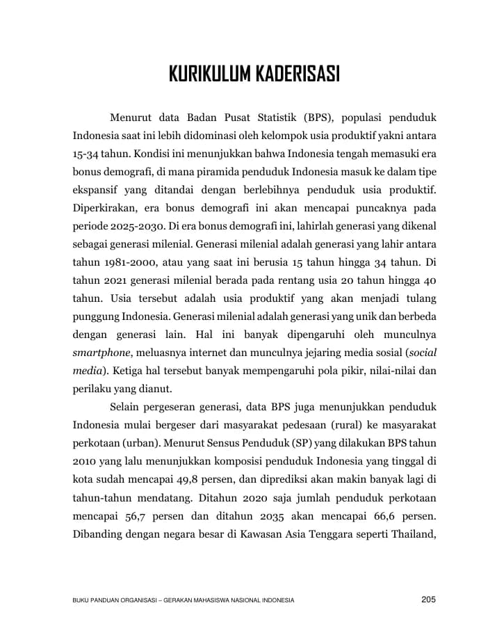 Halaman pertama Kurikulum Kaderisasi GMNI