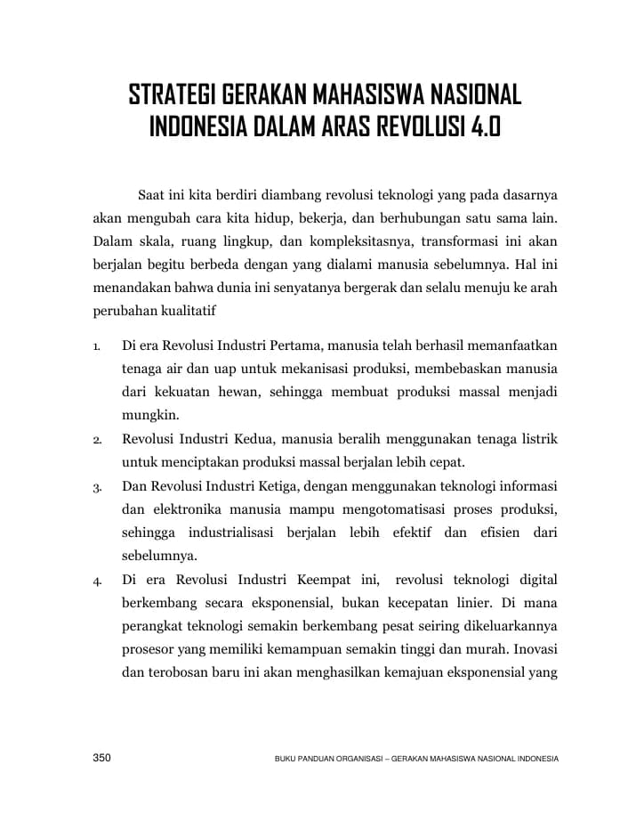 Halaman pertama Strategi GMNI dalam Aras Revolusi 4.0